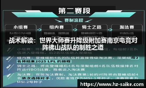 战术解读：世界大师赛升降级附加赛南京电竞对阵佛山战队的制胜之道